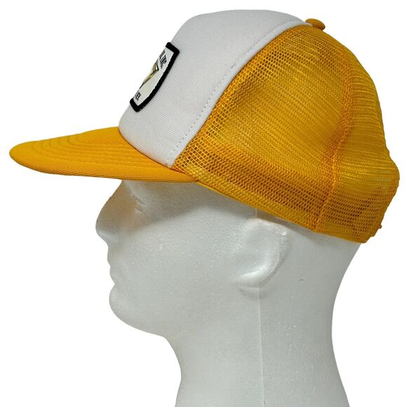 Vintage KW Pipeline Inc Patch Trucker Hat Baseball Cap 80s Backhoe Mesh Yellow - Picture 7 of 10